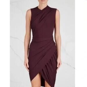 Alexander Wang Burgundy Draped Cocktail Midi Dress Size 8